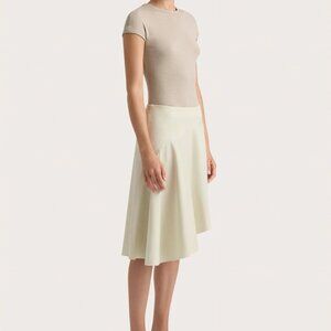 708. FAITHFUL Calais Skirt Foam Cream Asymmetrical Midi Skirt Sz 2 28"W $170